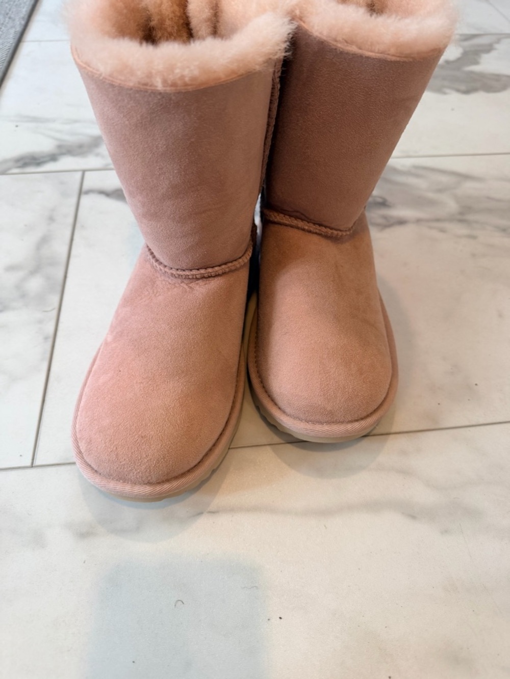 UGG Kids Pink Sheepskin Classic Short Boots